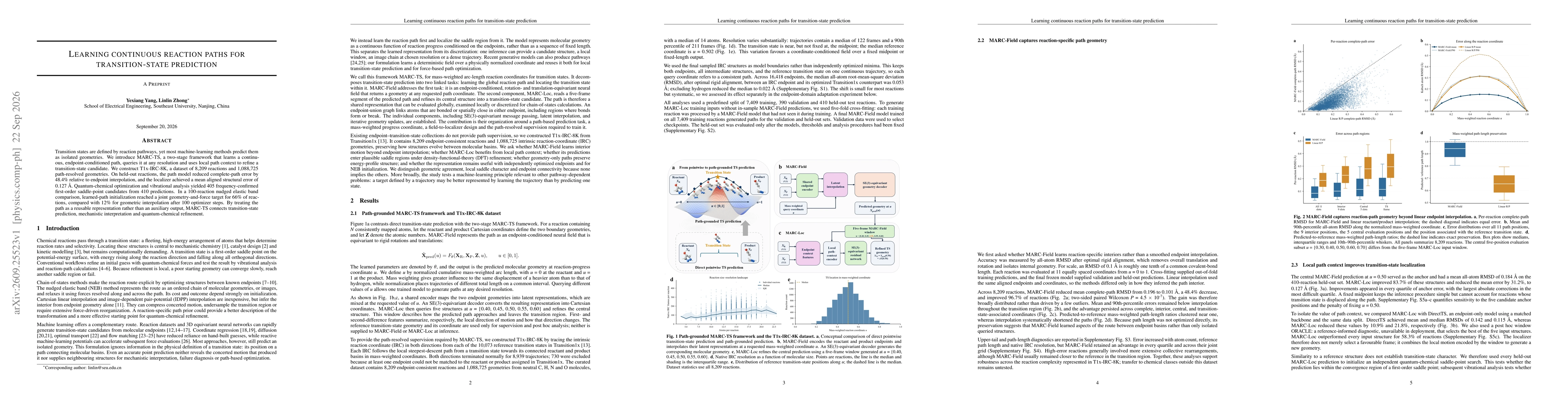 Thumbnail for Learning continuous reaction paths for transition-state prediction