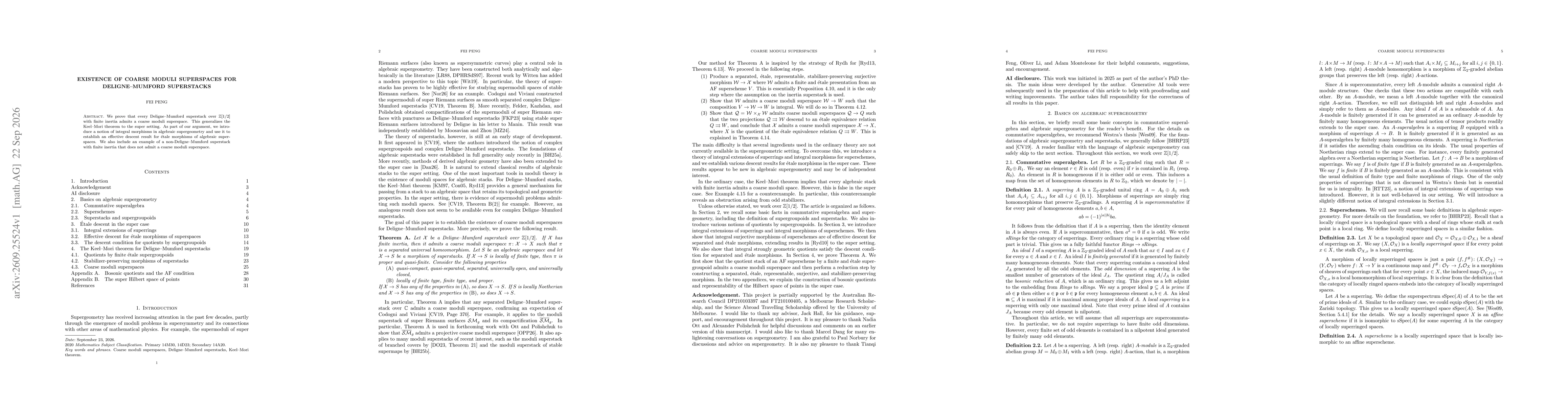 Thumbnail for Existence of coarse moduli superspaces for Deligne--Mumford superstacks