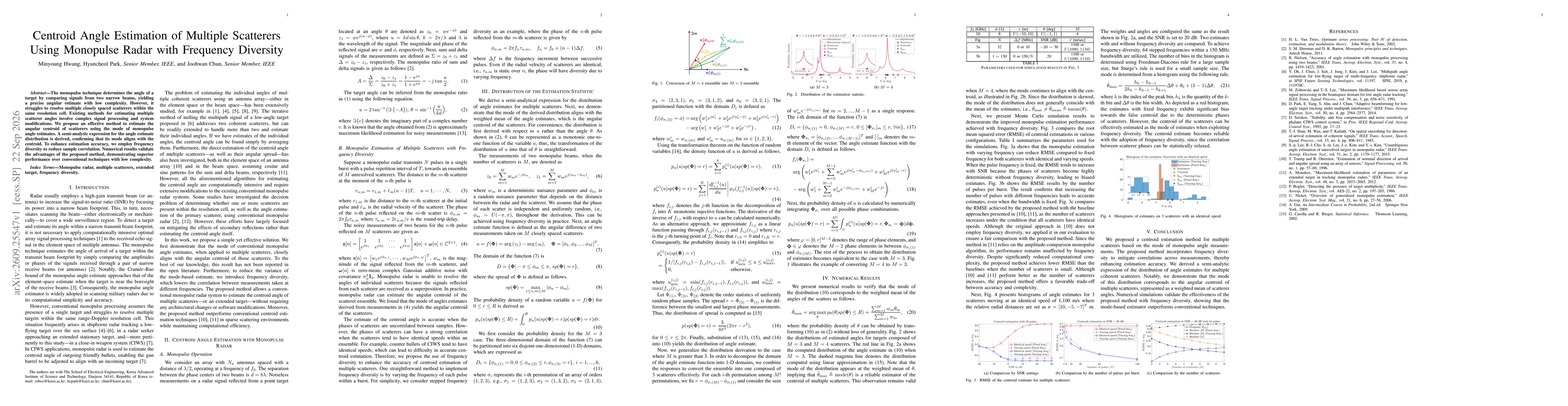 Thumbnail for Centroid Angle Estimation of Multiple Scatterers Using Monopulse Radar with Frequency Diversity