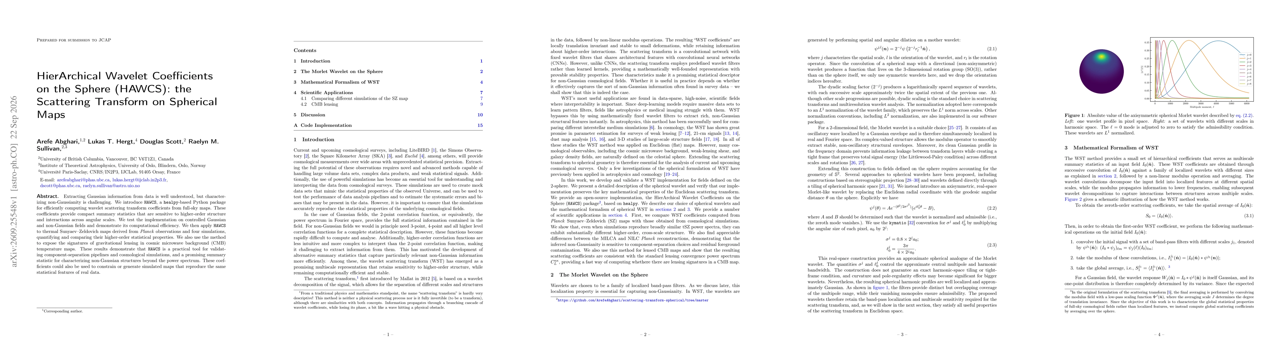Thumbnail for HierArchical Wavelet Coefficients on the Sphere (HAWCS): the Scattering Transform on Spherical Maps