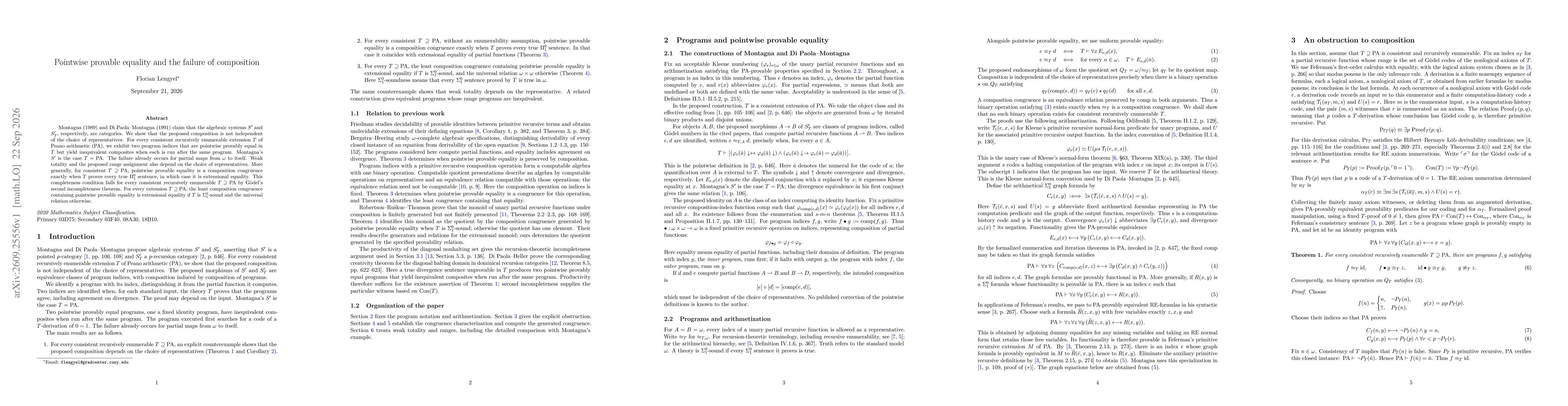 Thumbnail for Pointwise provable equality and the failure of composition
