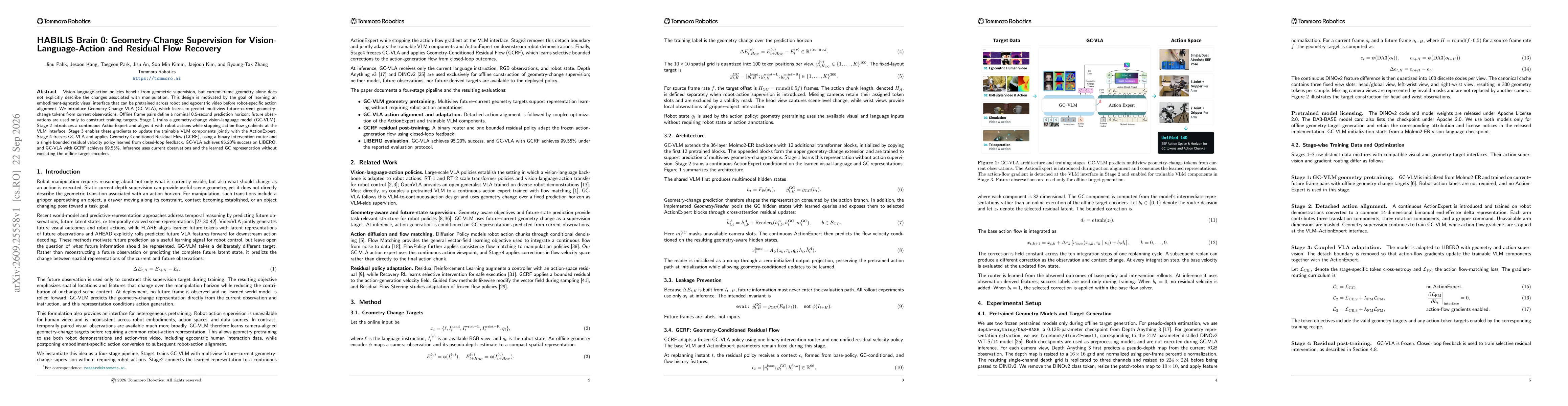 Thumbnail for HABILIS Brain 0: Geometry-Change Supervision for Vision-Language-Action and Residual Flow Recovery