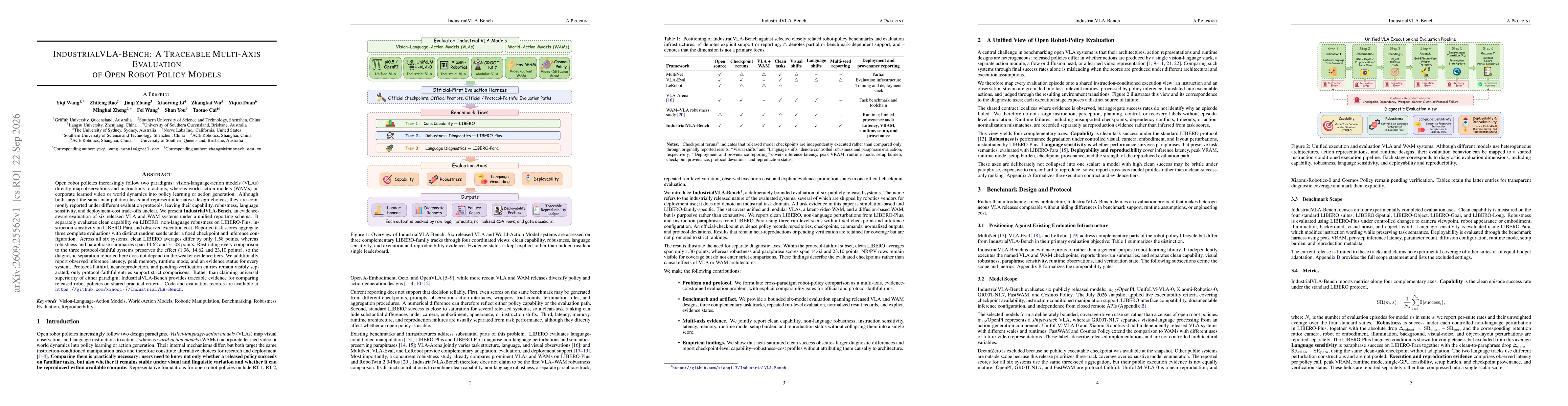 Thumbnail for IndustrialVLA-Bench: A Traceable Multi-Axis Evaluation of Open Robot Policy Models