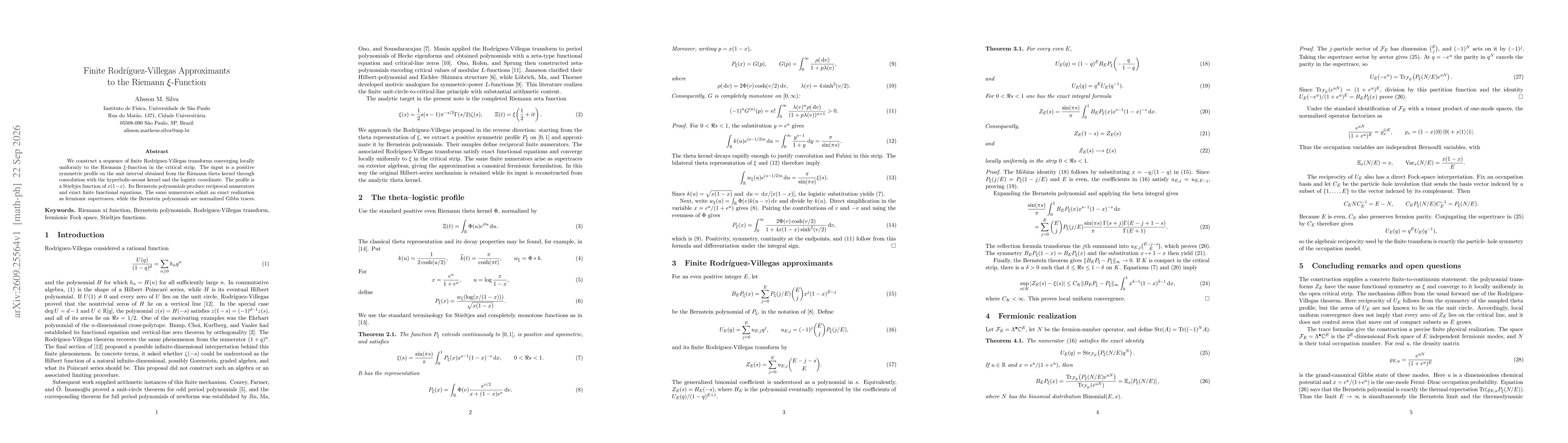 Thumbnail for Finite Rodriguez-Villegas Approximants to the Riemann $ξ$-Function