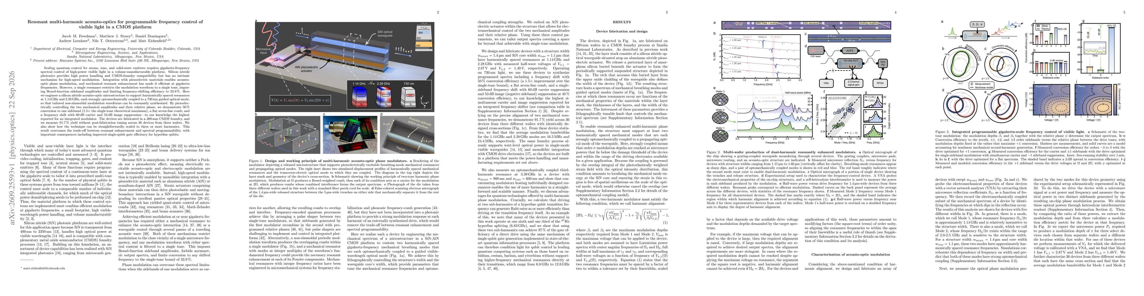 Thumbnail for Resonant multi-harmonic acousto-optics for programmable frequency control of visible light in a CMOS platform