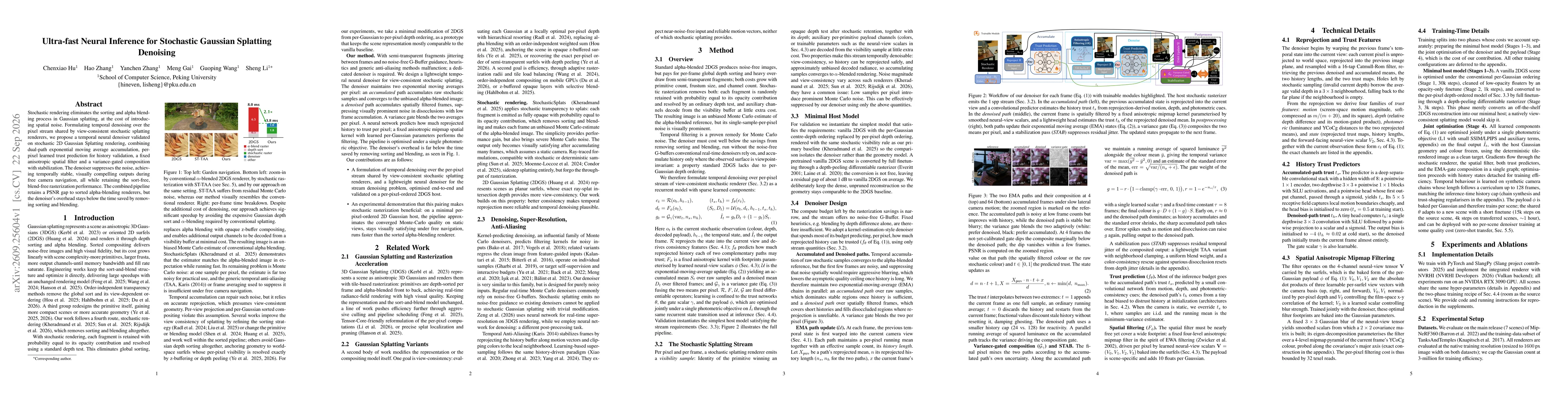Thumbnail for Ultra-fast Neural Inference for Stochastic Gaussian Splatting Denoising