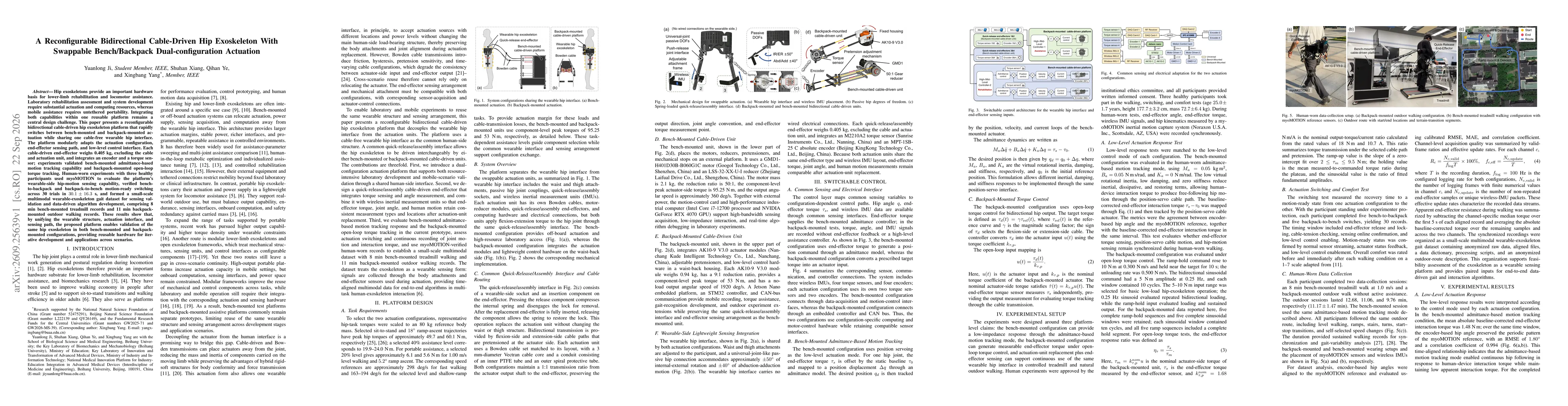 Thumbnail for A Reconfigurable Bidirectional Cable-Driven Hip Exoskeleton with Swappable Bench/Backpack Dual-configuration Actuation