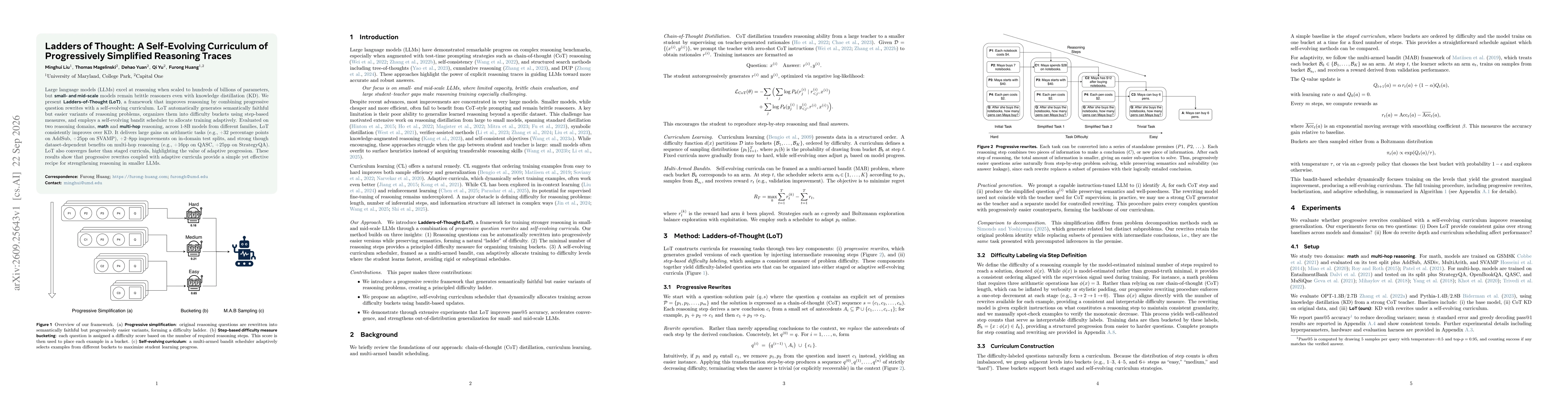 Thumbnail for Ladders of Thought: A Self-Evolving Curriculum of Progressively Simplified Reasoning Traces