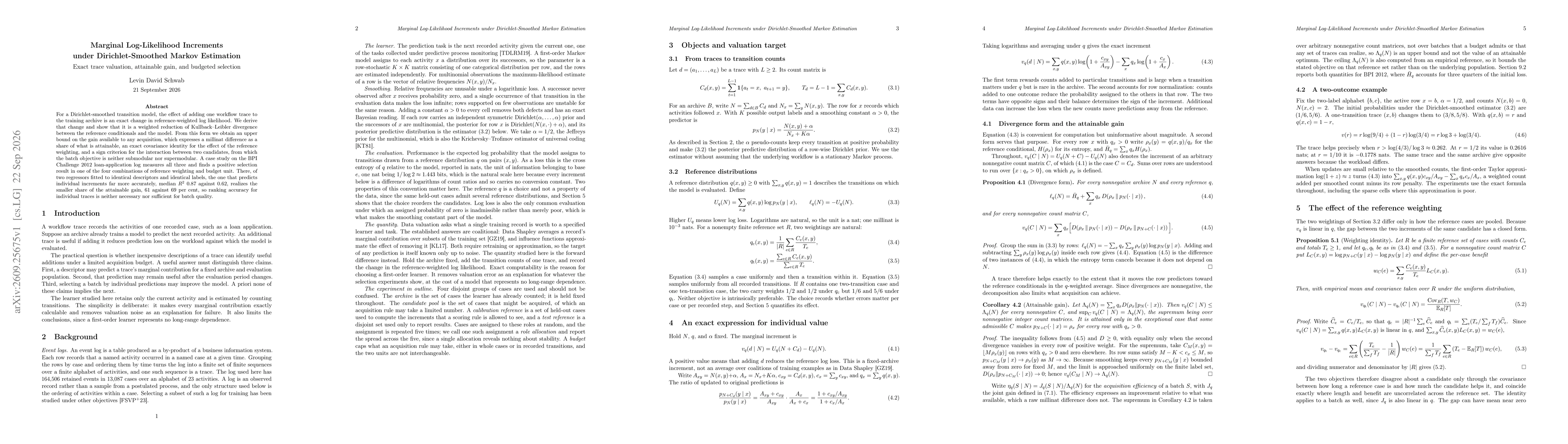 Thumbnail for Marginal Log-Likelihood Increments under Dirichlet-Smoothed Markov Estimation