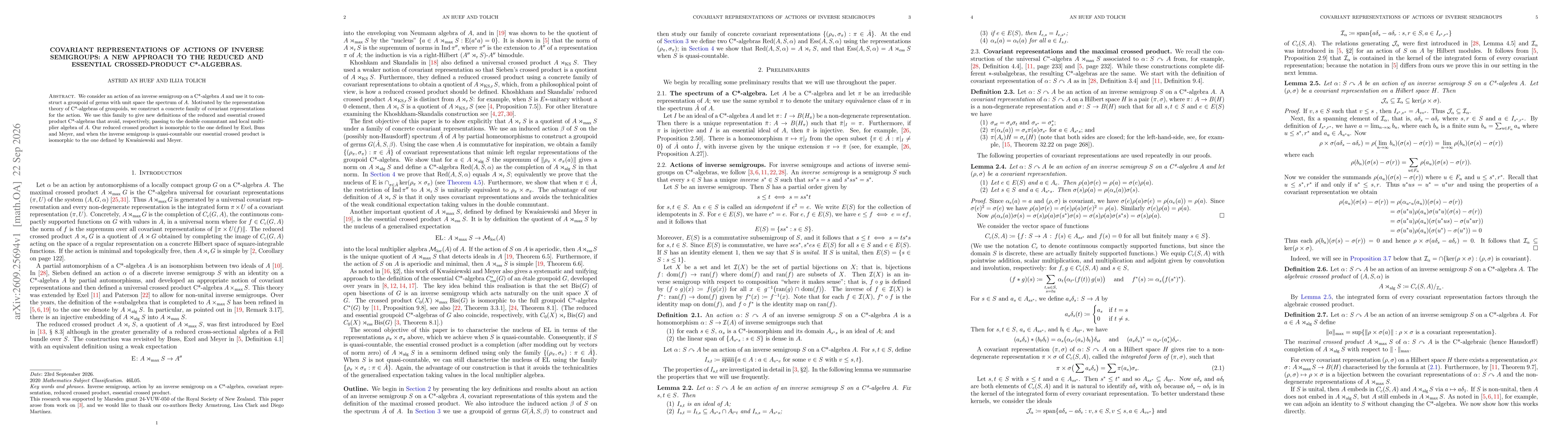 Thumbnail for Covariant representations of actions of inverse semigroups: a new approach to the reduced and essential crossed-product C*-algebras