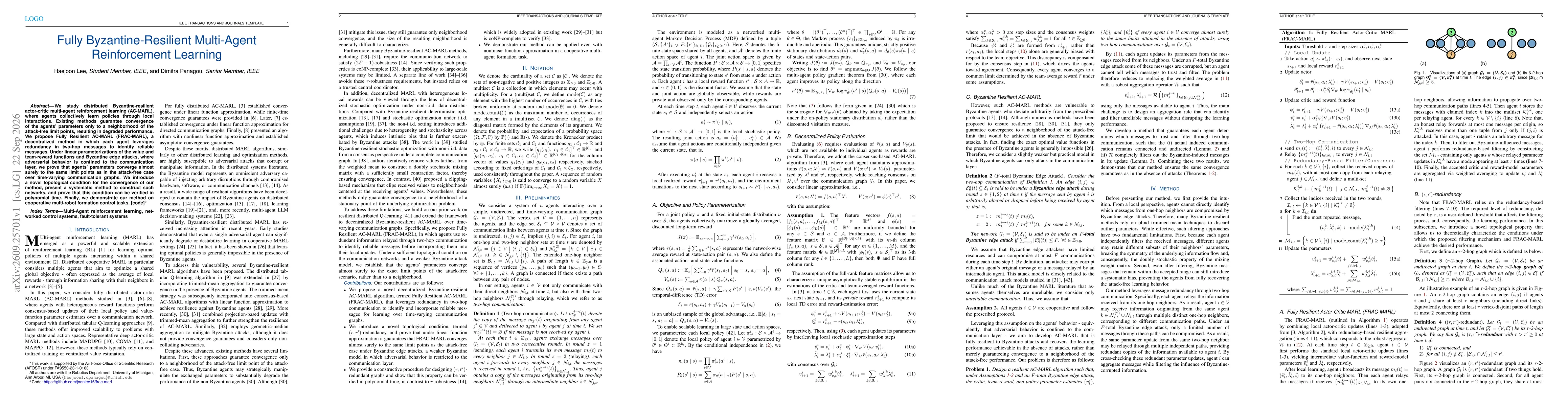 Thumbnail for Fully Byzantine-Resilient Multi-Agent Reinforcement Learning