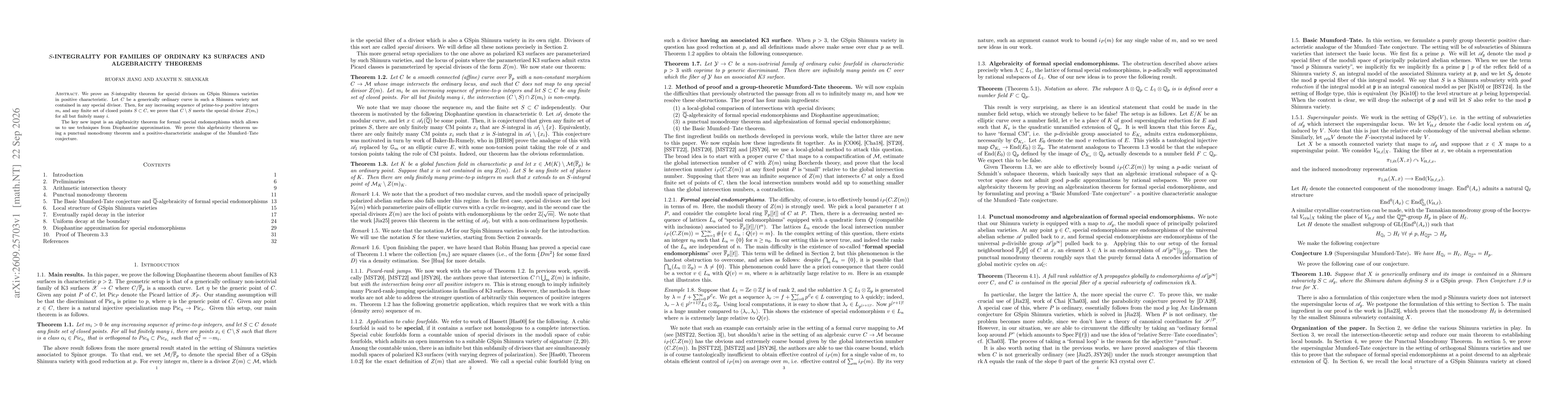 Thumbnail for S-integrality for families of ordinary K3 surfaces and algebraicity theorems