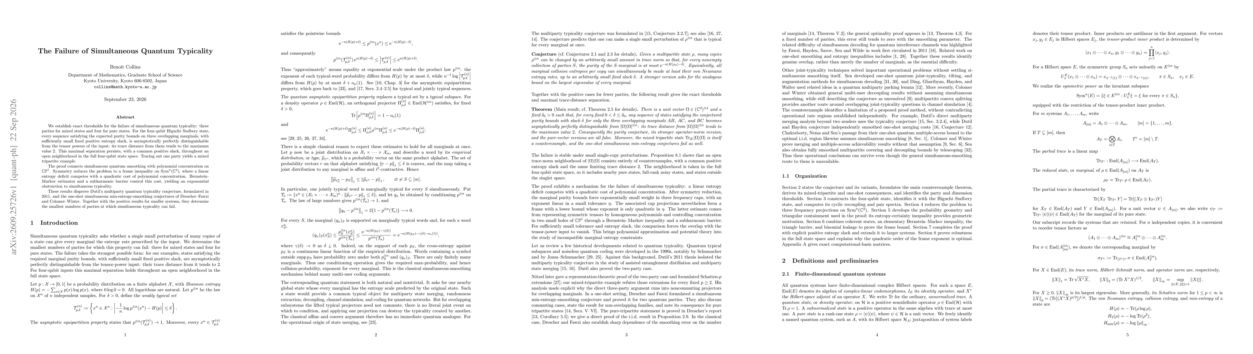 Thumbnail for The Failure of Simultaneous Quantum Typicality
