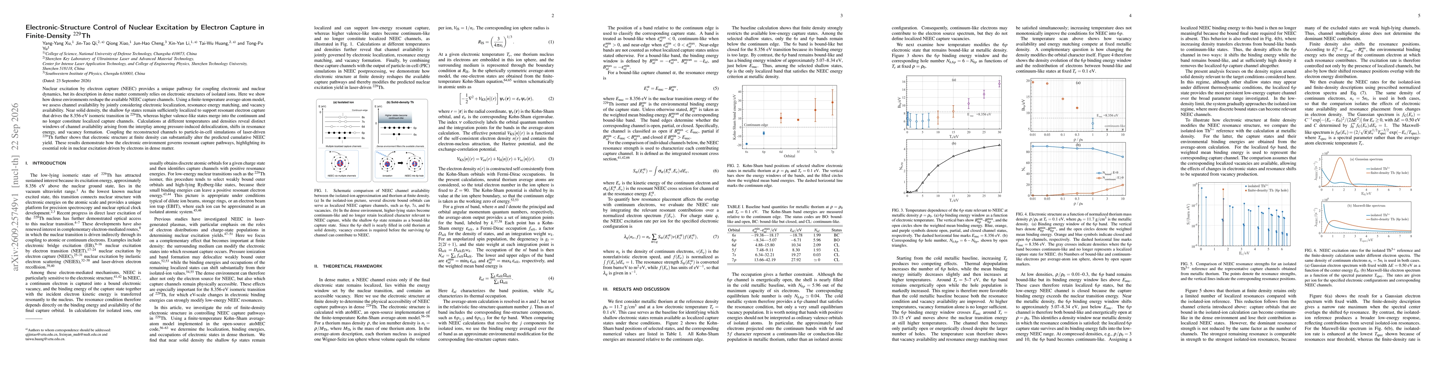Thumbnail for Electronic-Structure Control of Nuclear Excitation by Electron Capture in Finite-Density $^{229}$Th