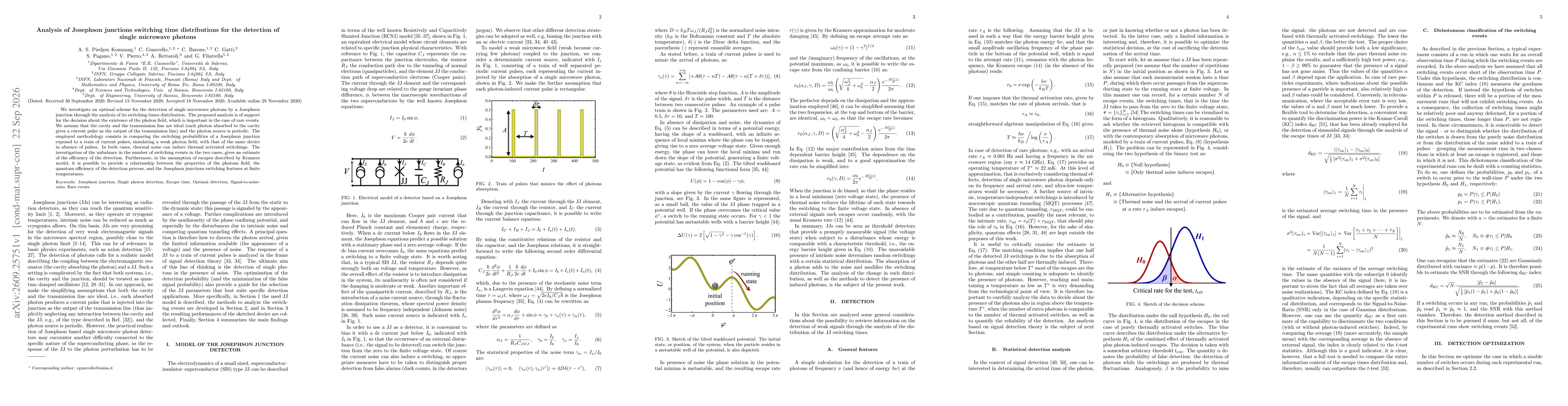 Thumbnail for Analysis of Josephson junctions switching time distributions for the detection of single microwave photons