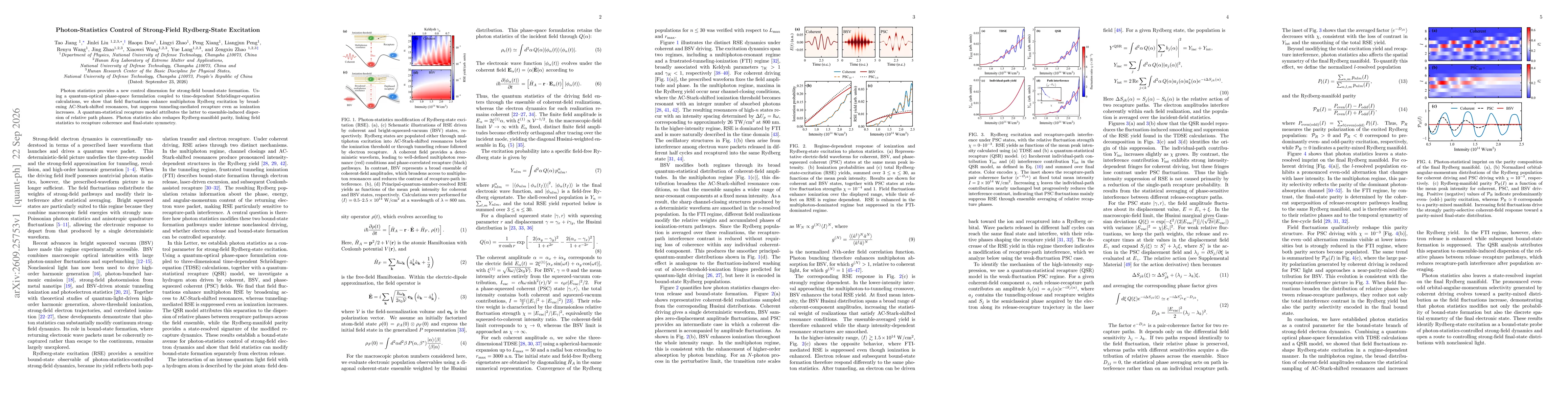 Thumbnail for Photon-Statistics Control of Strong-Field Rydberg-State Excitation