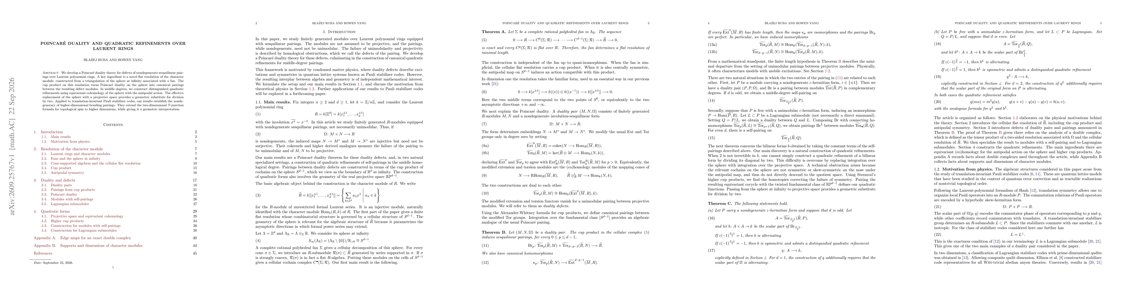 Thumbnail for Poincaré Duality and Quadratic Refinements over Laurent Rings