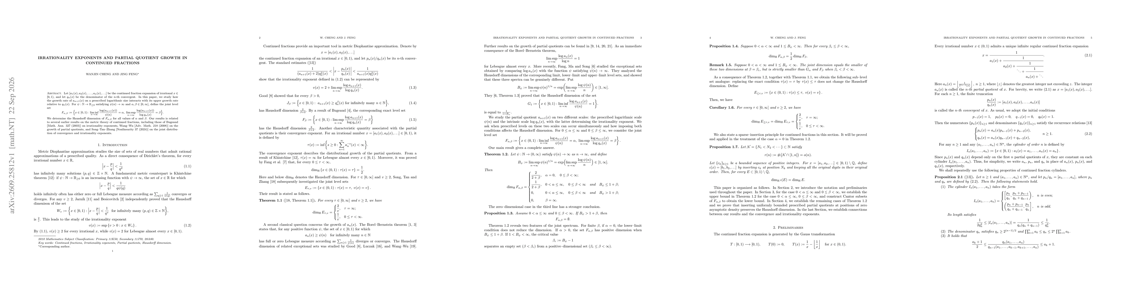 Thumbnail for Irrationality Exponents and Partial Quotient Growth in Continued Fractions