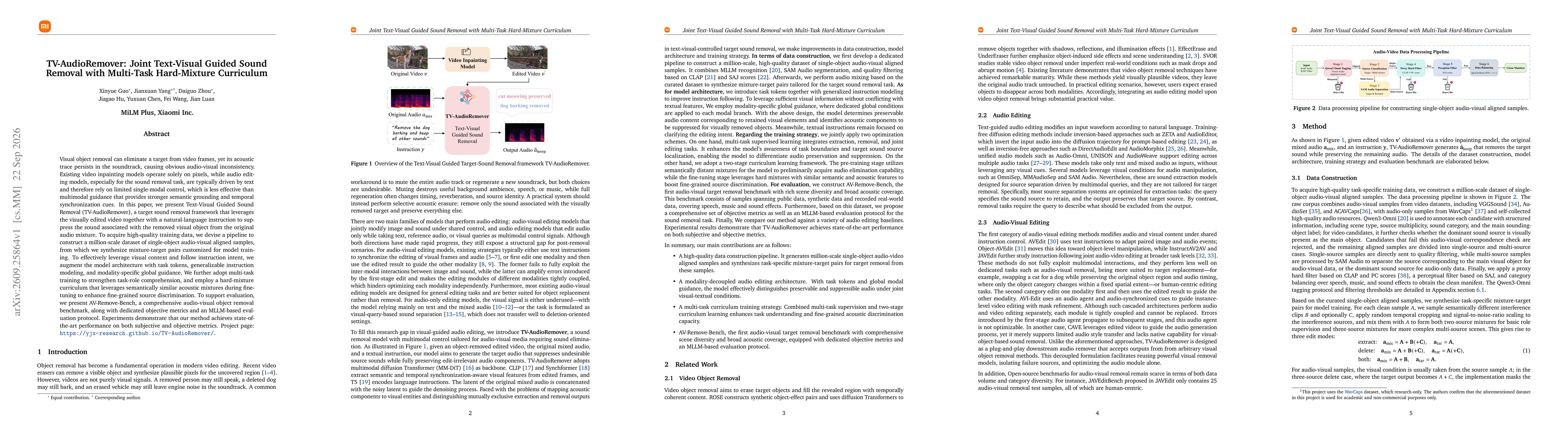 Thumbnail for TV-AudioRemover: Joint Text-Visual Guided Sound Removal with Multi-Task Hard-Mixture Curriculum
