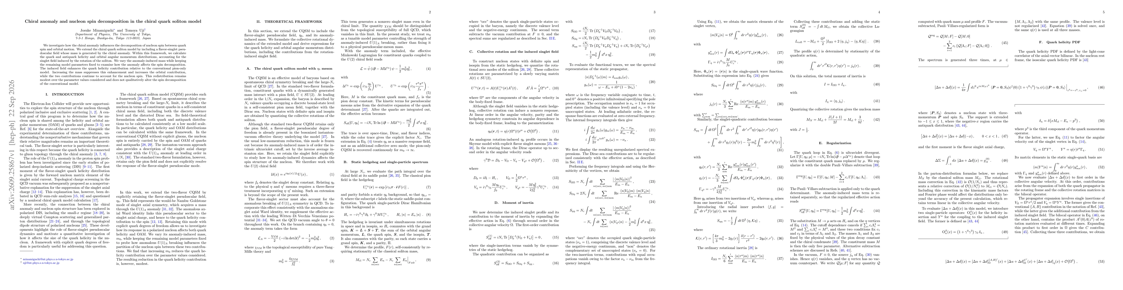 Thumbnail for Chiral anomaly and nucleon spin decomposition in the chiral quark soliton model