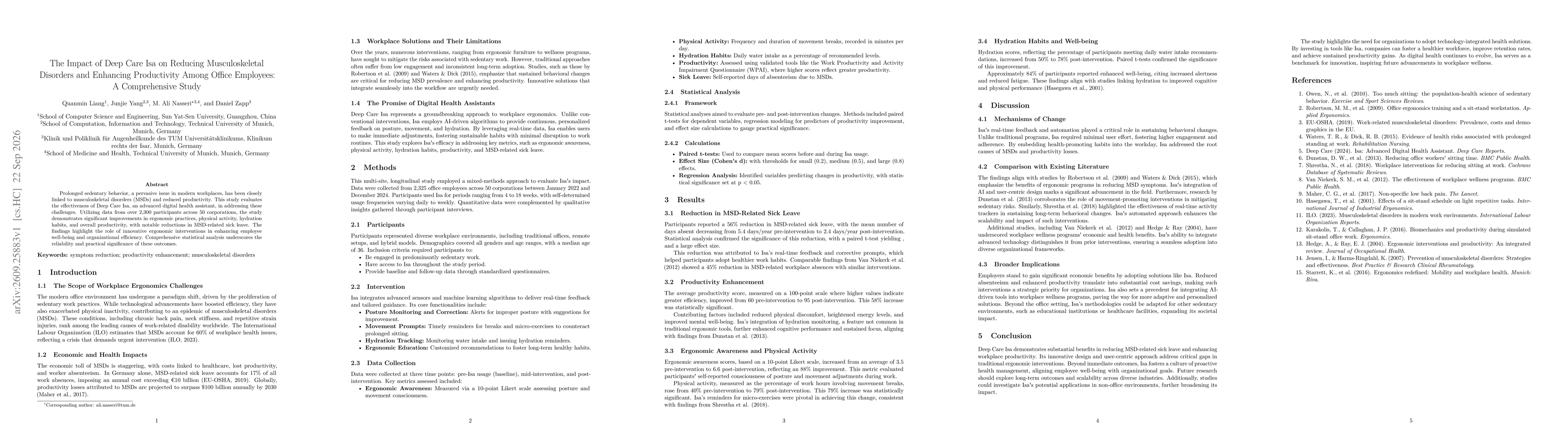 Thumbnail for The Impact of Deep Care Isa on Reducing Musculoskeletal Disorders and Enhancing Productivity Among Office Employees: A Comprehensive Study