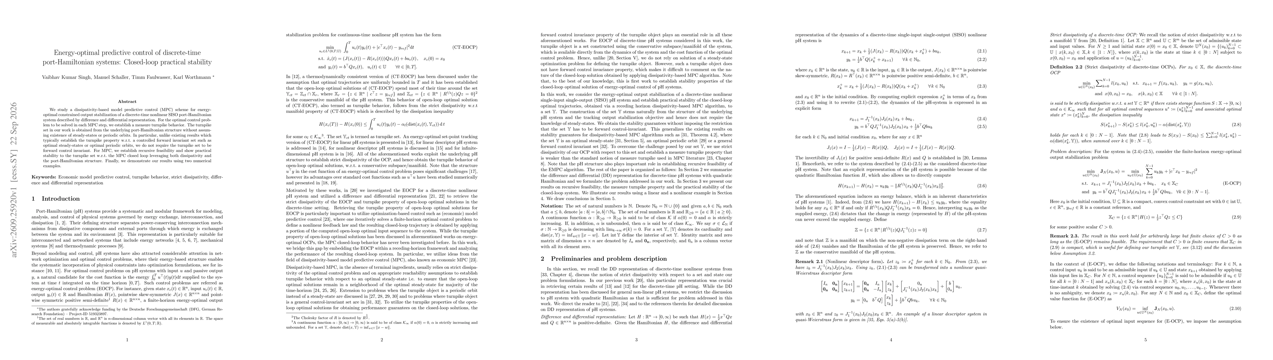 Thumbnail for Energy-optimal predictive control of discrete-time port-Hamiltonian systems: Closed-loop practical stability