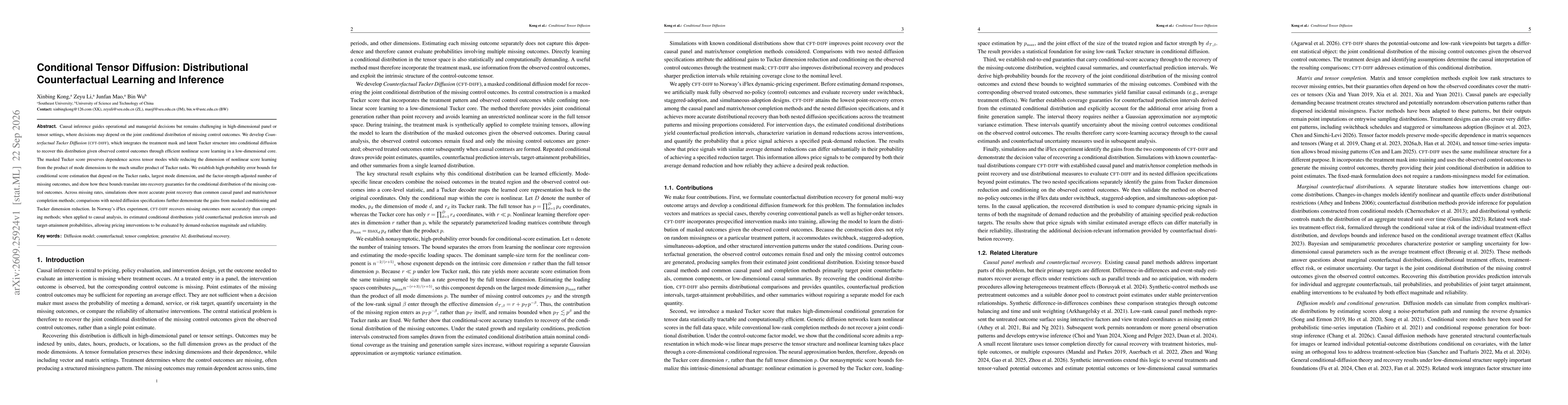 Thumbnail for Conditional Tensor Diffusion: Distributional Counterfactual Learning and Inference