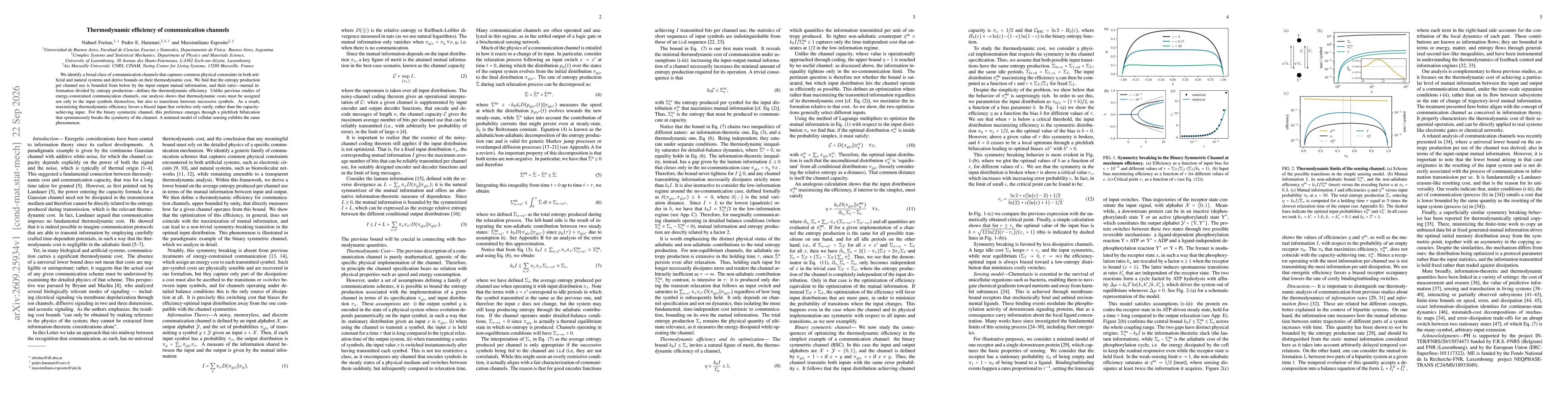Thumbnail for Thermodynamic efficiency of communication channels