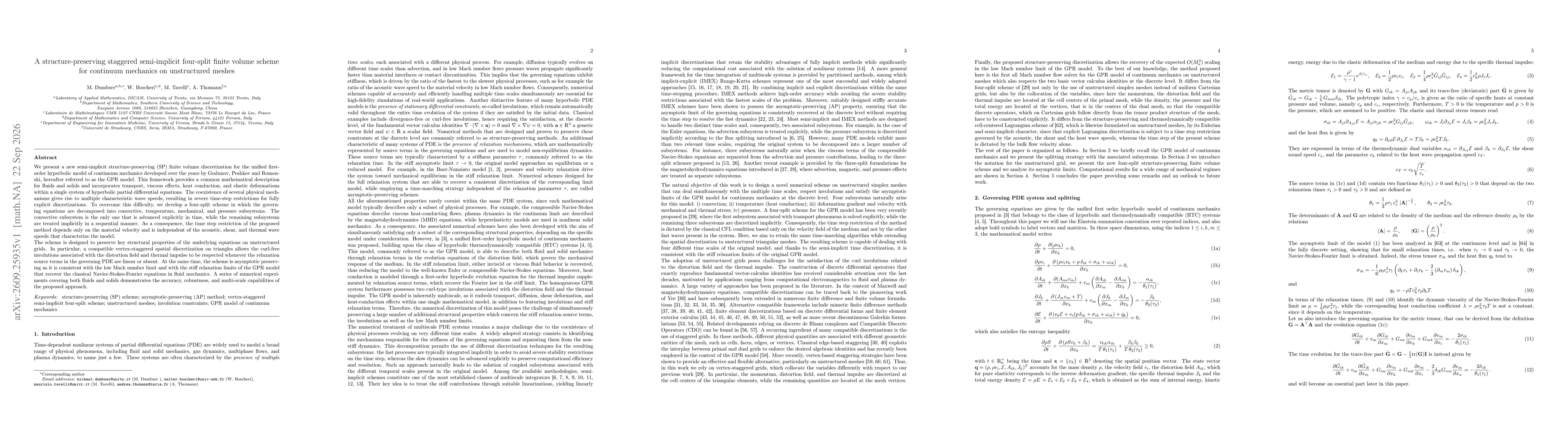 Thumbnail for A structure-preserving staggered semi-implicit four-split finite volume scheme for continuum mechanics on unstructured meshes