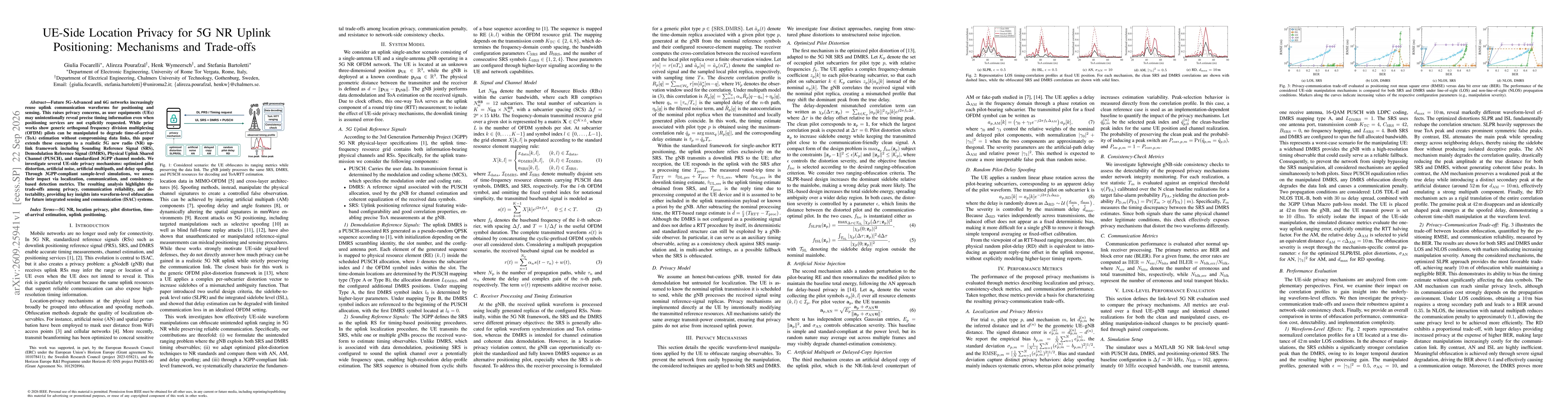 Thumbnail for UE-Side Location Privacy for 5G NR Uplink Positioning: Mechanisms and Trade-offs