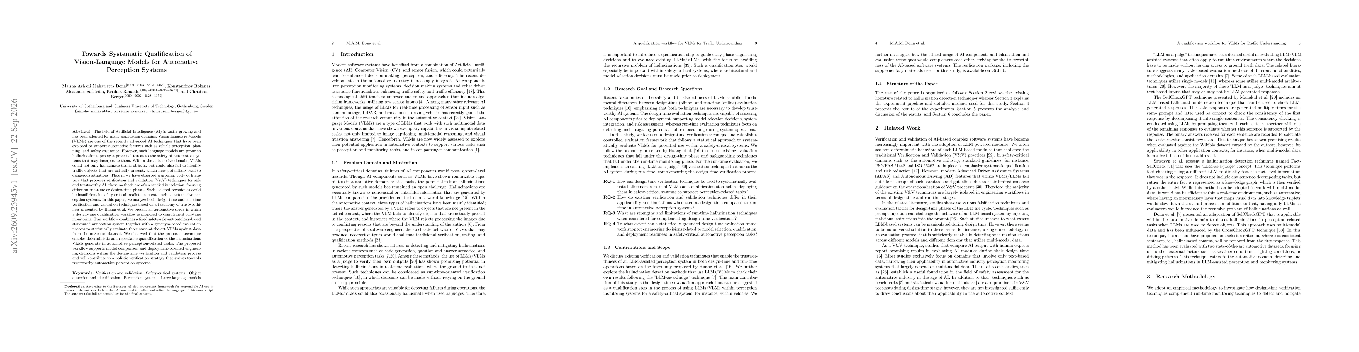 Thumbnail for Towards Systematic Qualification of Vision-Language Models for Automotive Perception Systems