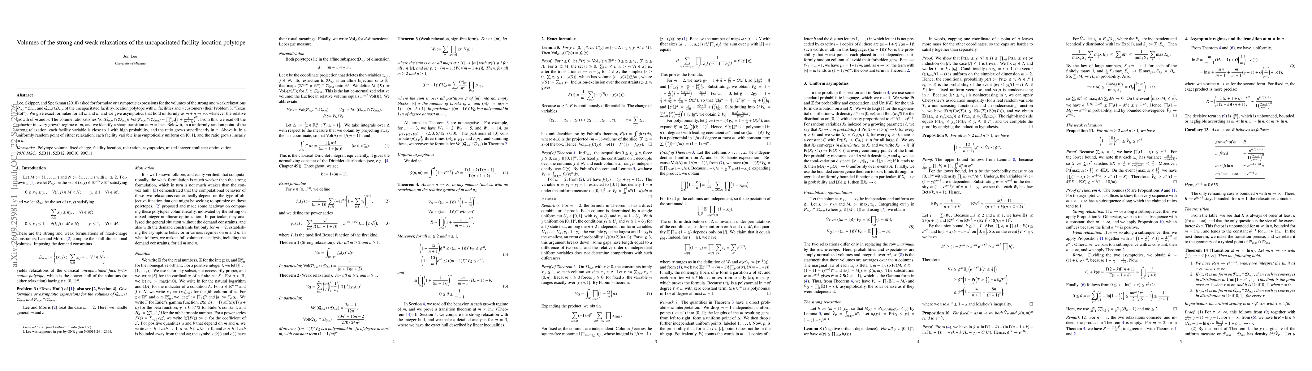 Thumbnail for Volumes of the strong and weak relaxations of the uncapacitated facility-location polytope