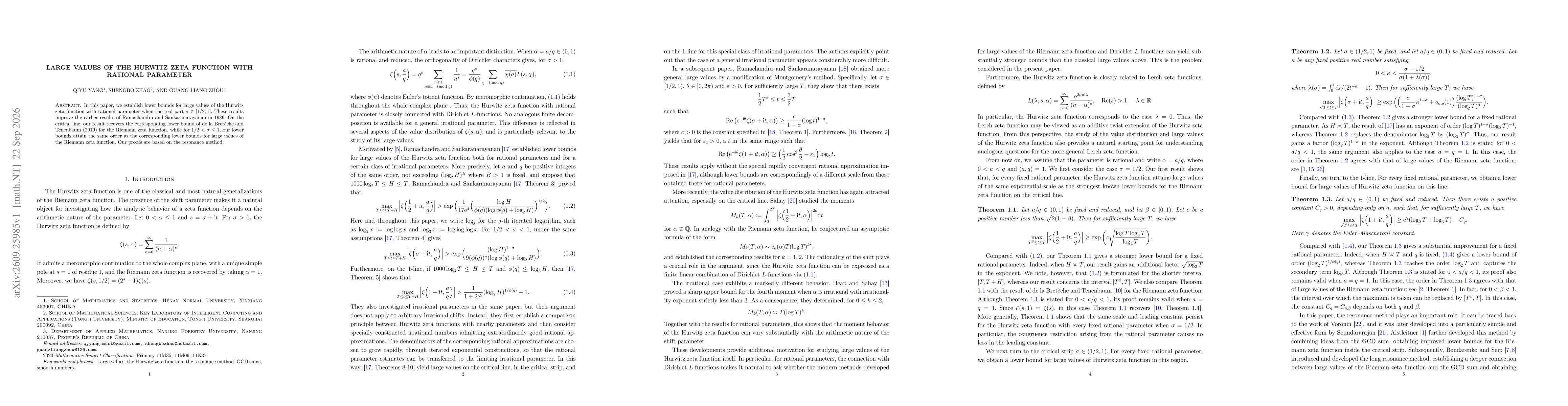 Thumbnail for Large values of the Hurwitz zeta function with rational parameter