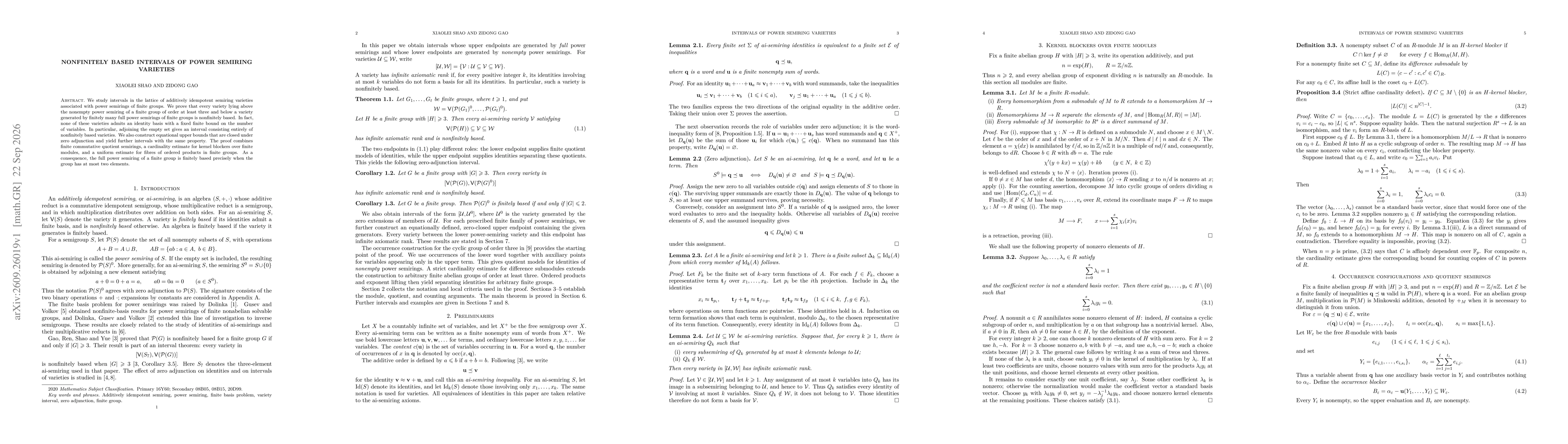 Thumbnail for Nonfinitely based intervals of power semiring varieties