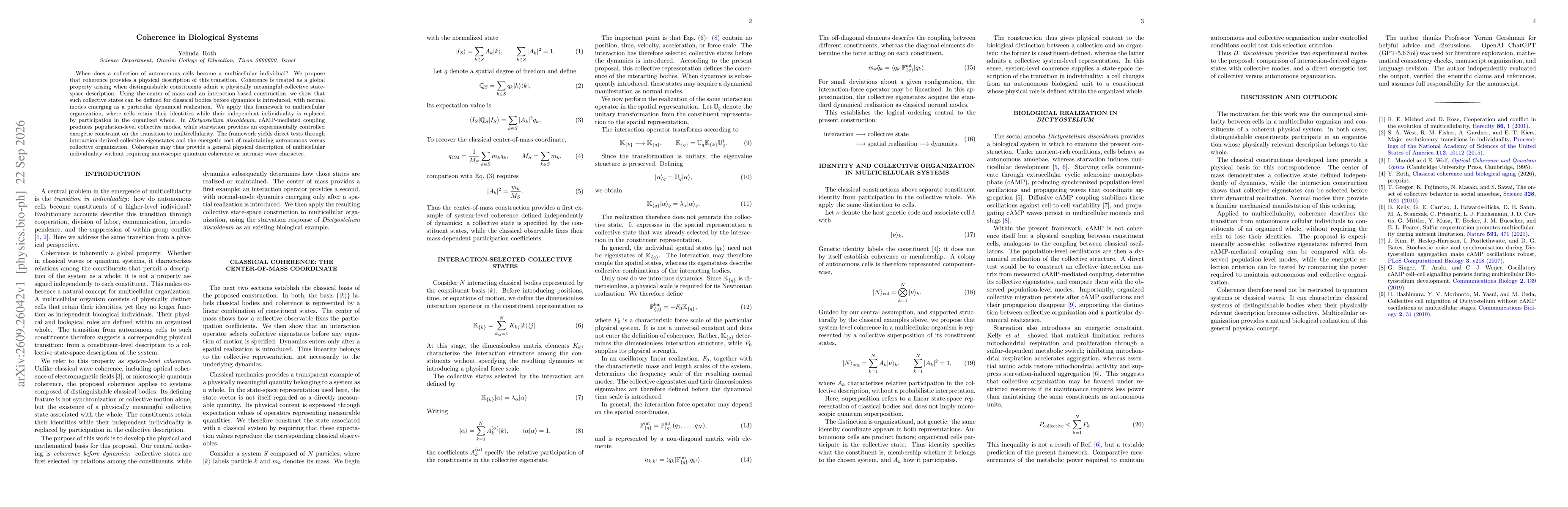 Thumbnail for Coherence in Biological Systems