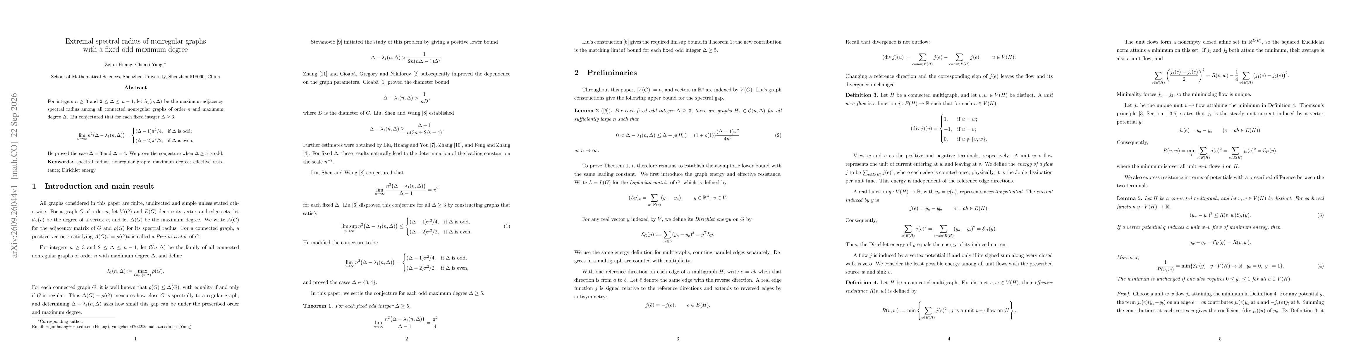 Thumbnail for Extremal spectral radius of nonregular graphs with a fixed odd maximum degree