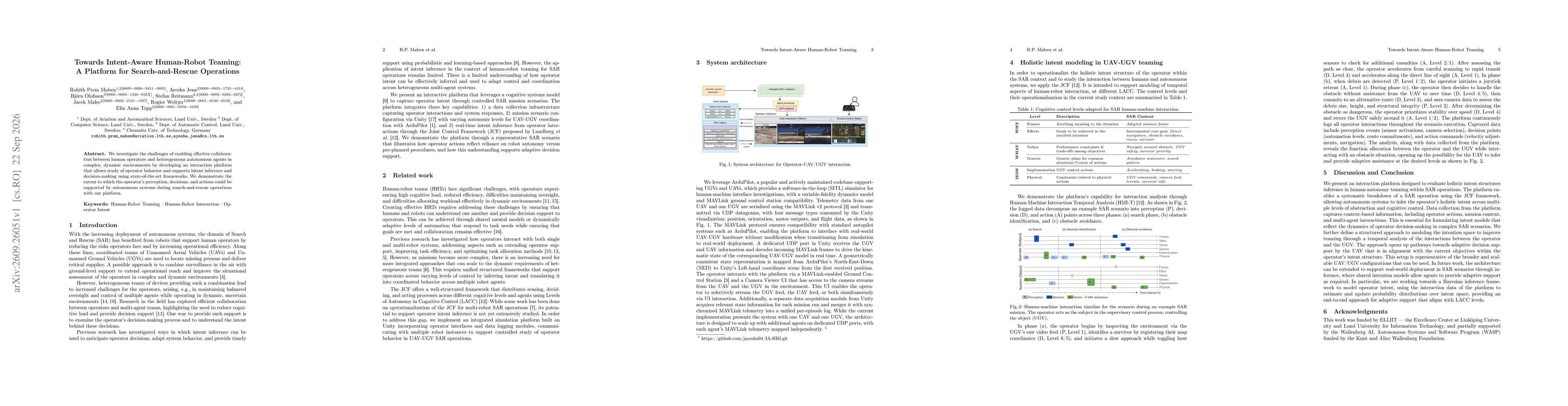 Thumbnail for Towards Intent-Aware Human-Robot Teaming: A Platform for Search-and-Rescue Operations