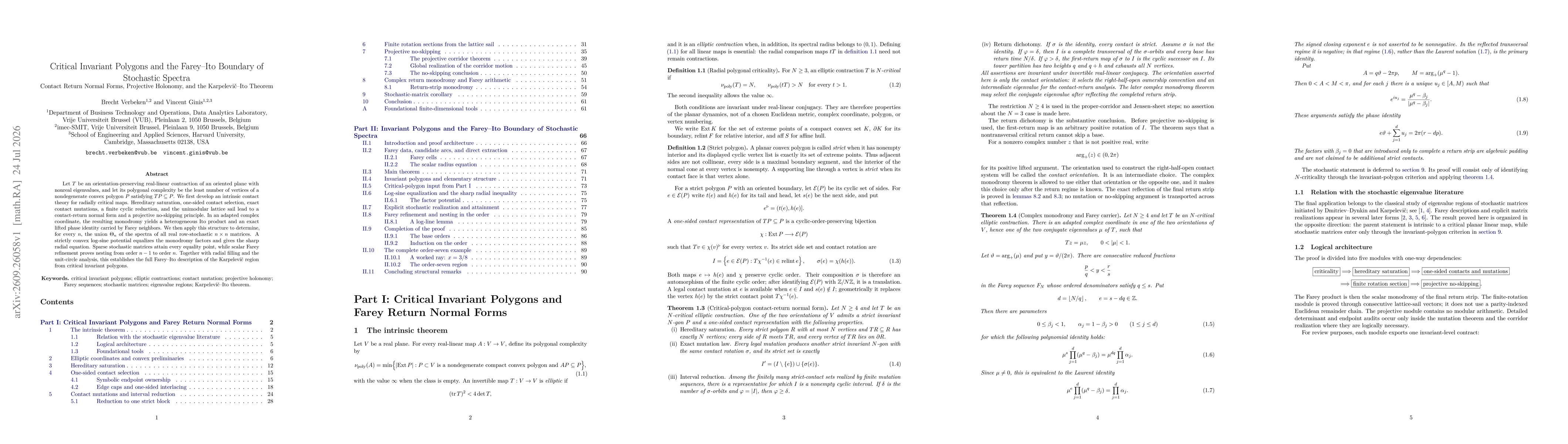Thumbnail for Critical Invariant Polygons and the Farey--Ito Boundary of Stochastic Spectra