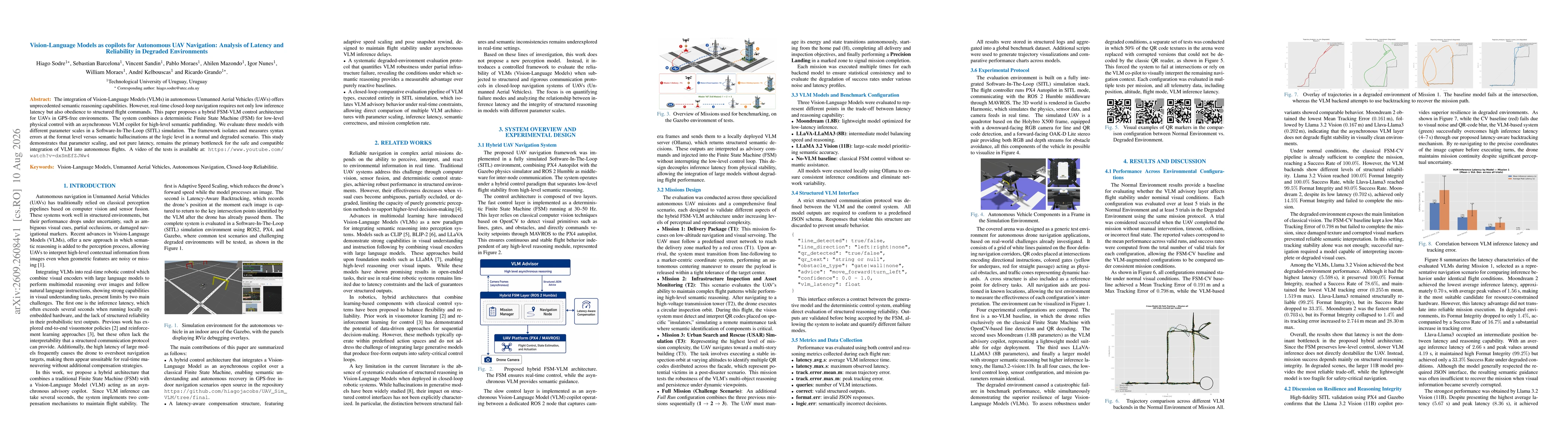 Thumbnail for Vision-Language Models as copilots for Autonomous UAV Navigation: Analysis of Latency and Reliability in Degraded Environments
