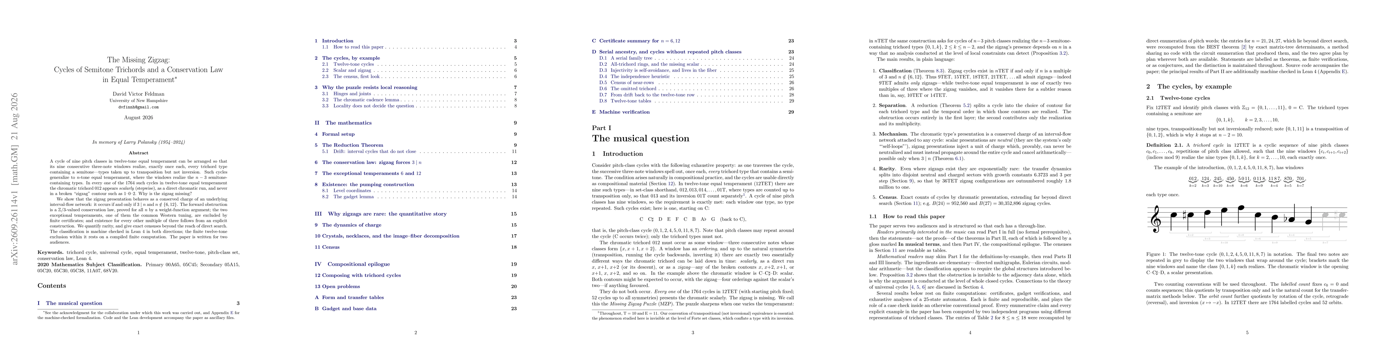 Thumbnail for The Missing Zigzag: Cycles of Semitone Trichords and a Conservation Law in Equal Temperament