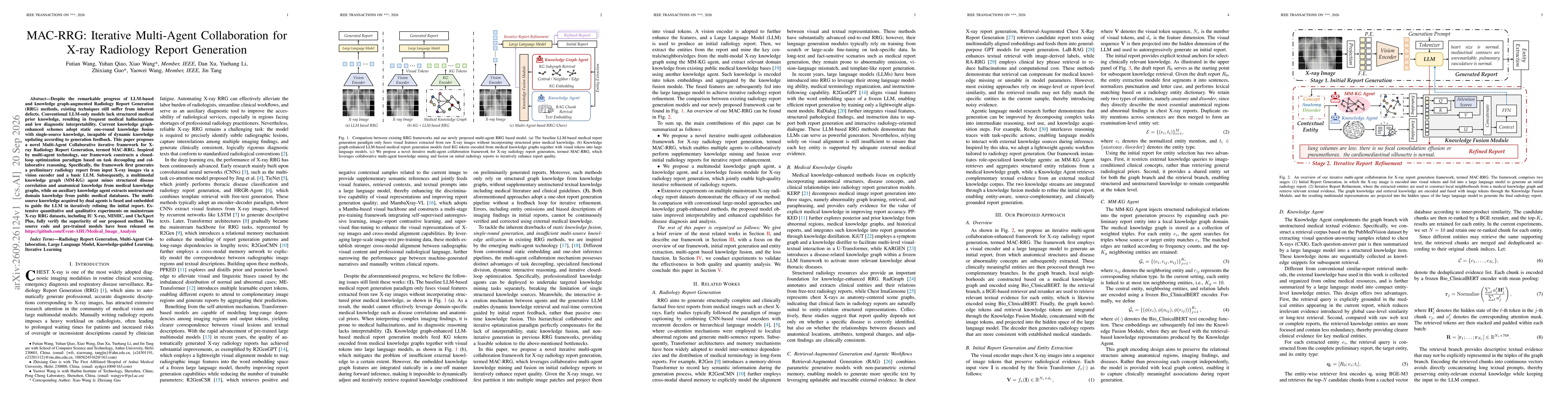 Thumbnail for MAC-RRG: Iterative Multi-Agent Collaboration for X-ray Radiology Report Generation