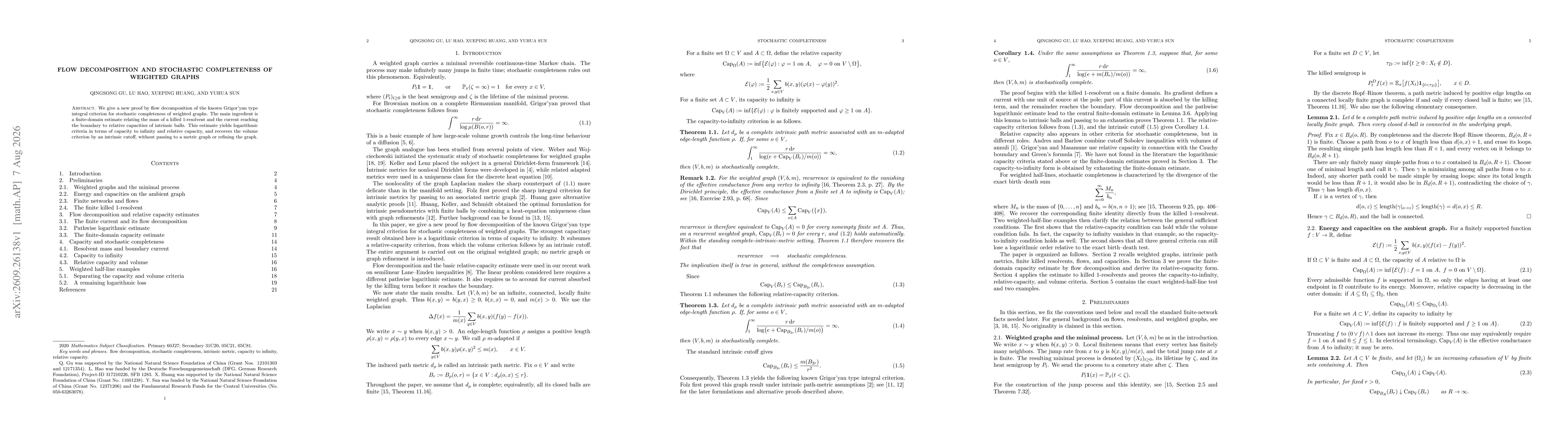 Thumbnail for Flow decomposition and stochastic completeness of weighted graphs