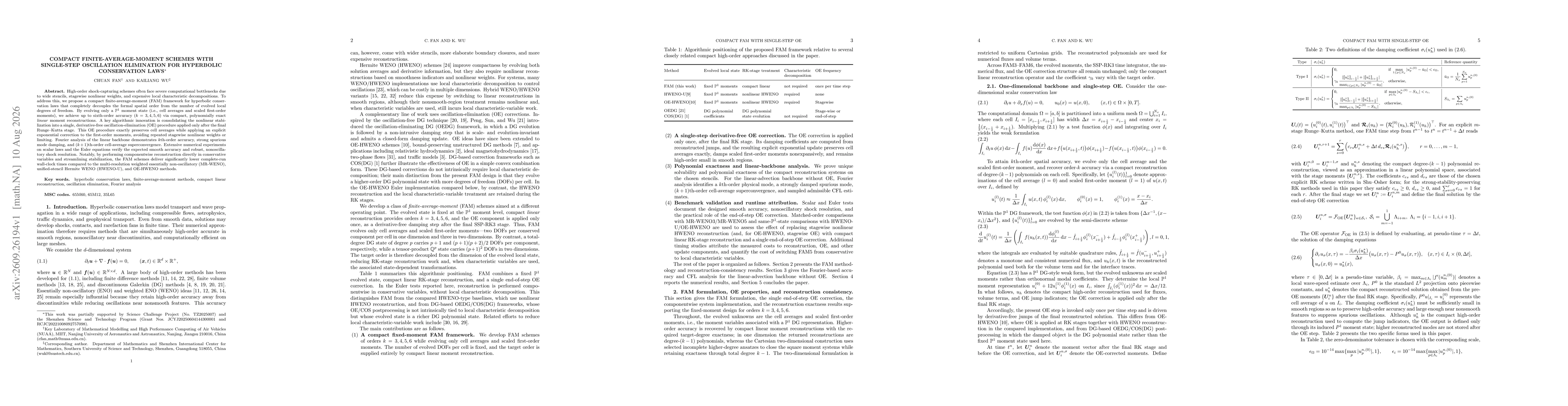 Thumbnail for Compact Finite-Average-Moment Schemes with Single-Step Oscillation Elimination for Hyperbolic Conservation Laws