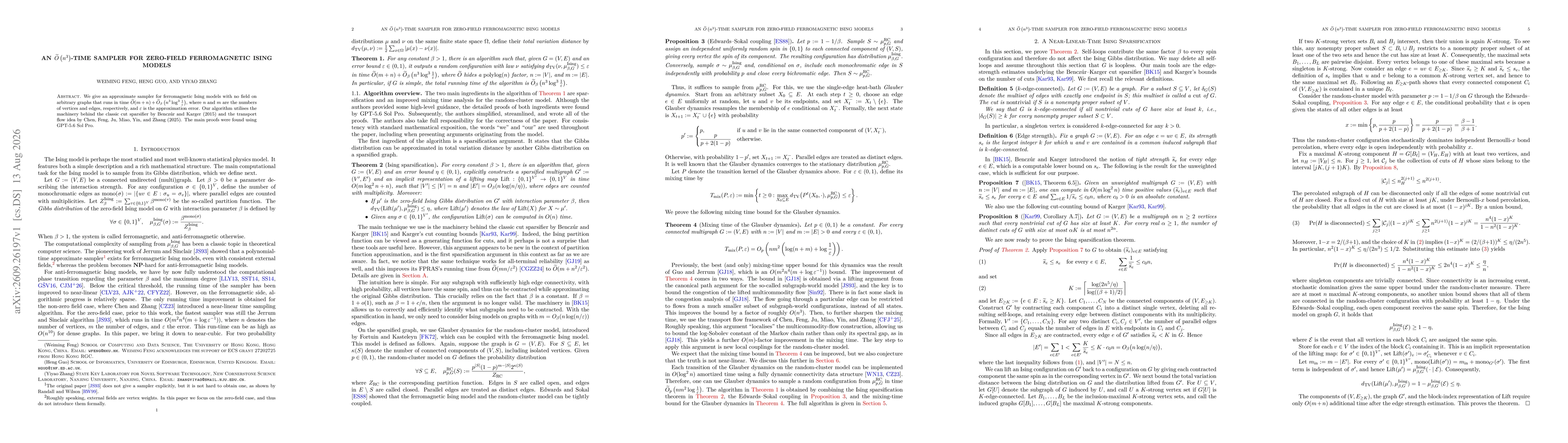 Thumbnail for An $\widetilde{O}\left(n^3 \right)$-Time Sampler for Zero-Field Ferromagnetic Ising Models