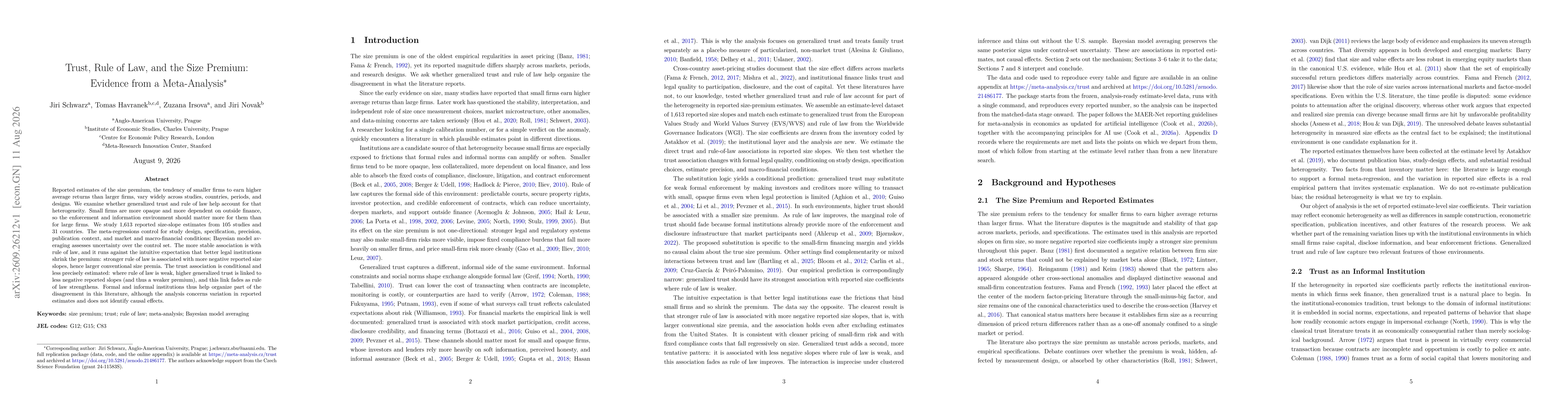 Thumbnail for Trust, Rule of Law, and the Size Premium: Evidence from a Meta-Analysis
