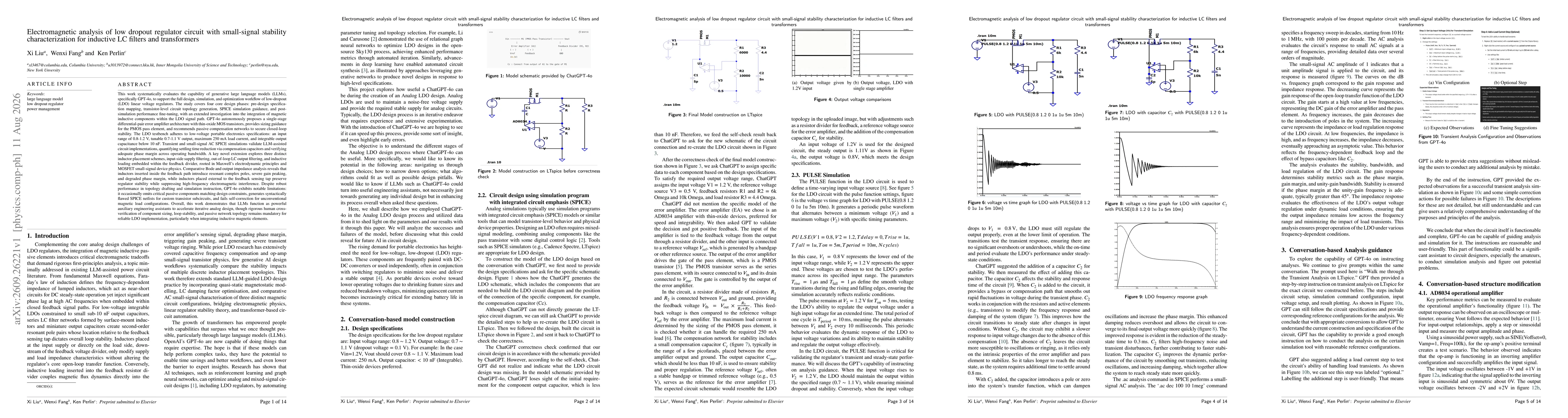 Thumbnail for Electromagnetic analysis of low dropout regulator circuit small-signal stability characterization for inductive LC filters and transformers