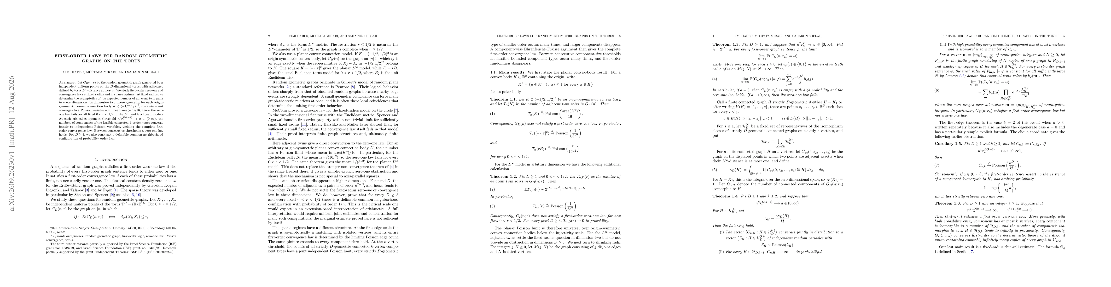 Thumbnail for First-Order Laws for Random Geometric Graphs on the Torus