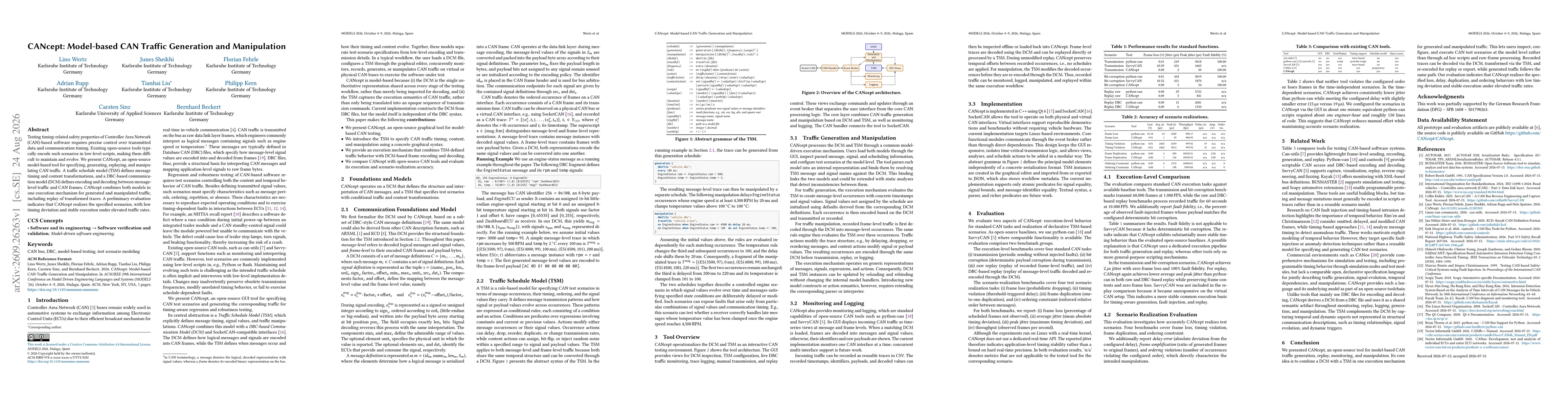 Thumbnail for CANcept: Model-based CAN Traffic Generation and Manipulation