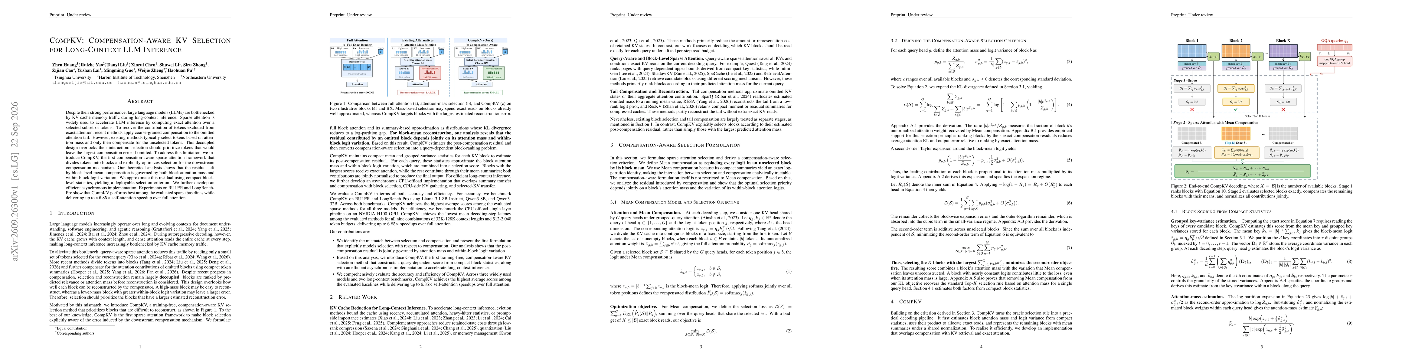Thumbnail for CompKV: Compensation-Aware KV Selection for Long-Context LLM Inference