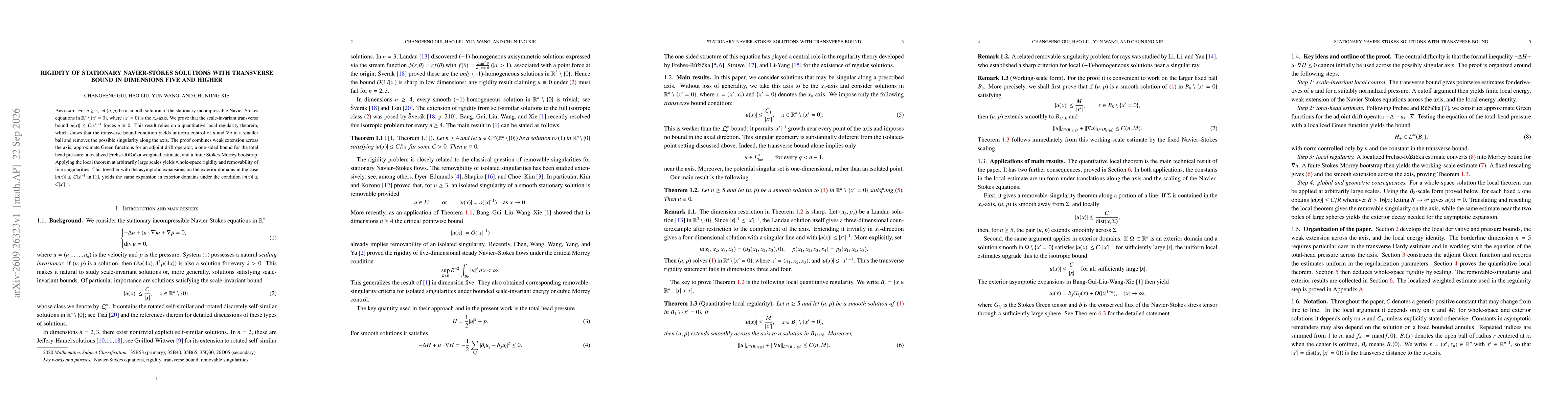 Thumbnail for Rigidity of Stationary Navier-Stokes Solutions with Transverse bound in Dimensions Five and Higher